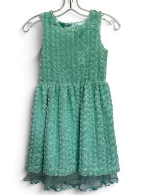 Cat & Jack Mint Green/Aqua Sleeveless Rosette Dress, Size 7/8